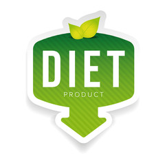 Diet green label with leaves