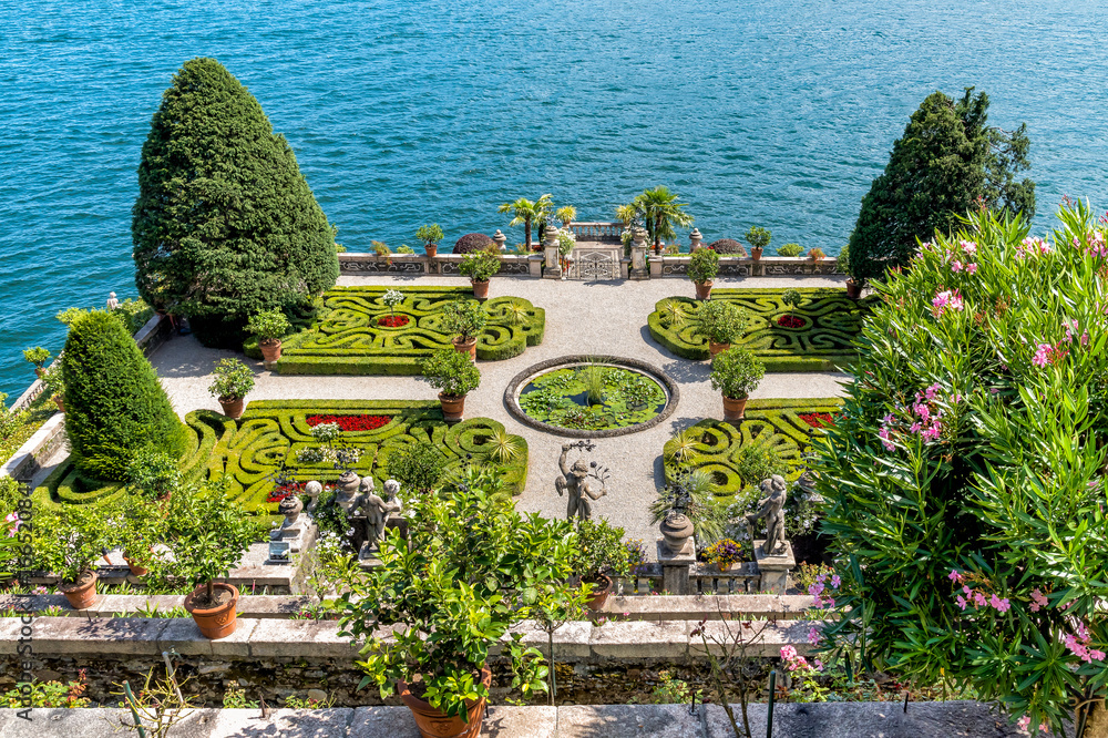 Wall mural baroque garden of island bella - isola bella, is one of the borromean islands of lake maggiore in it