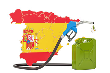 Production and trade of petrol in Spain, concept. 3D rendering
