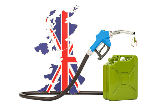 Production and trade of petrol in United Kingdom, concept. 3D rendering