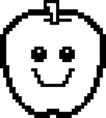 Obraz premium Smiling 8-Bit Cartoon Apple