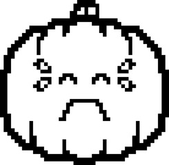 Crying 8-Bit Cartoon Pumpkin