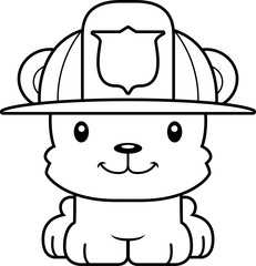 Cartoon Smiling Firefighter Bear