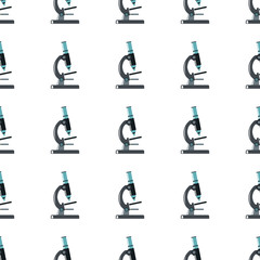 Microscope seamless pattern in cartoon style isolated on white background vector illustration for web