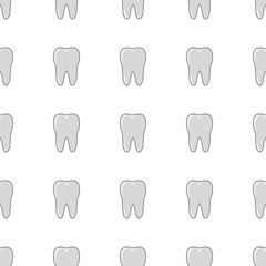 Tooth seamless pattern in cartoon style isolated on white background vector illustration for web