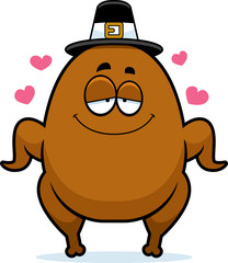 Cartoon Turkey Pilgrim in Love