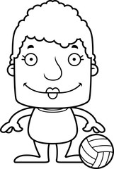 Cartoon Smiling Beach Volleyball Player Woman