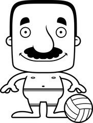 Cartoon Smiling Beach Volleyball Player Man