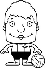 Cartoon Smiling Volleyball Player Woman
