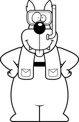 Cartoon Wolf Snorkeling