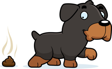 Obraz na płótnie Canvas Cartoon Rottweiler Poop