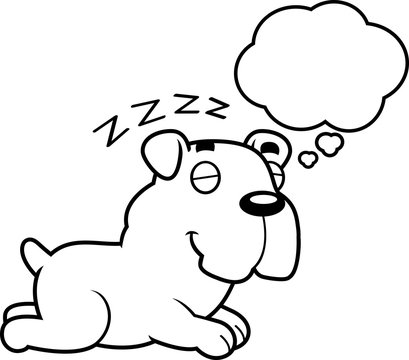 Cartoon Bulldog Dreaming