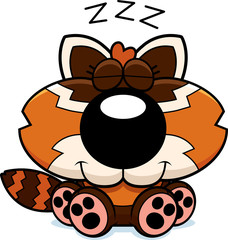 Cartoon Red Panda Napping