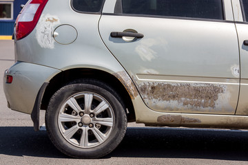 the car after road accident.