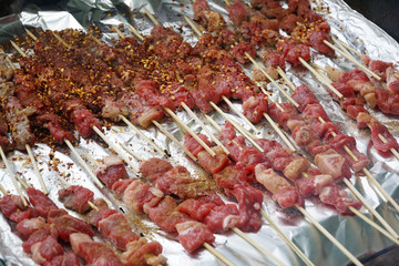 beef skewer prepared for barbecue party