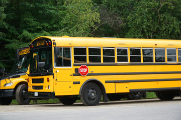 Fototapeta na wymiar parked school bus in the parking lot