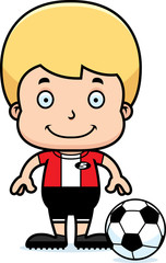 Cartoon Smiling Soccer Player Boy