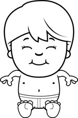 Boy in Swimsuit Sitting