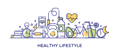 Healthy Lifestyle Vector Illustration, Dieting, Fitness & Nutrition
