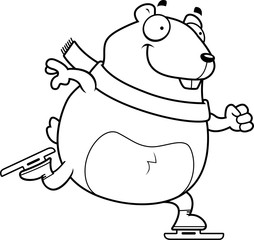 Cartoon Hamster Ice Skating