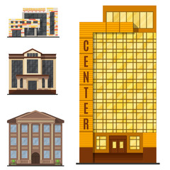 City buildings modern tower office architecture house business apartment home facade vector illustration