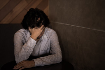 business man is stressed from his work.  negative thinking concept.