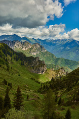 Fototapeta premium Passo Tremalzo,Trails to Passo Tremalzo, Lago di Garda region, Italy, Italian Dolomites-panoramic views from the Tremalzo