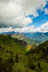 Fototapeta na wymiar Passo Tremalzo,Trails to Passo Tremalzo, Lago di Garda region, Italy, Italian Dolomites-panoramic views from the Tremalzo