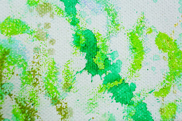 Abstract drawing in greens, closeup