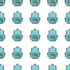 Backpack school seamless pattern in cartoon style isolated on white background vector illustration for web