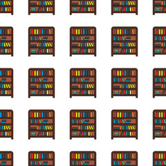 Books shelf seamless pattern in cartoon style isolated on white background vector illustration for web