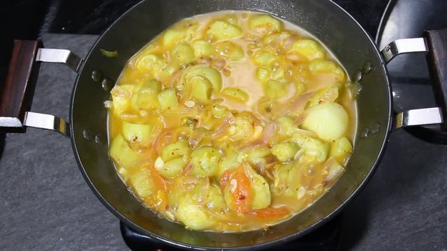 Ridged gourd squash curry or Turai sabji, an Indian delicacy