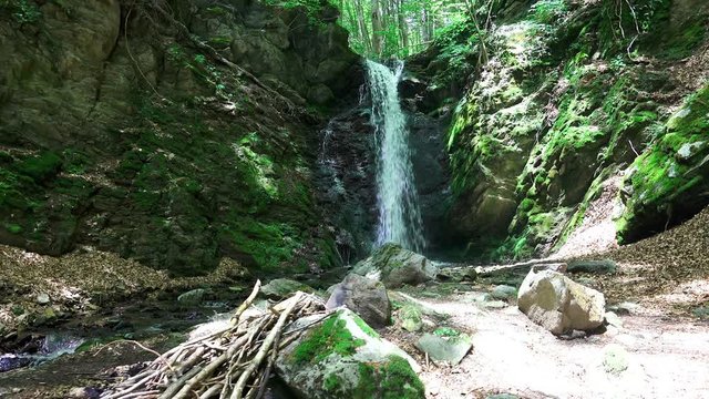 Waterfall in Tropical Paradise, steadicam shot