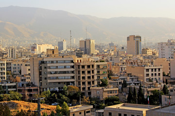 Fototapeta premium Iran-October 2016 : View of a part of Tehran with office buildings and residences.More than half of Iran's industry is based in Tehran include automobiles,textiles and chemical products.