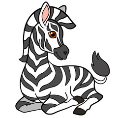 Cartoon animals. Little cute baby zebra.