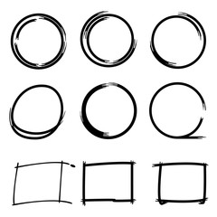 hand drawn circle rectangle markers