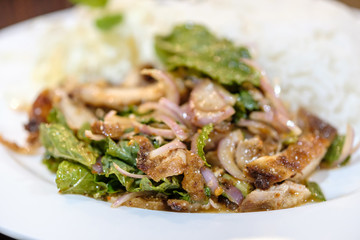 Slide grilled pork salad with rice
