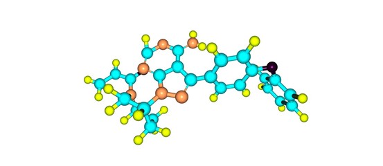 Ibrutinib molecular structure isolated on white