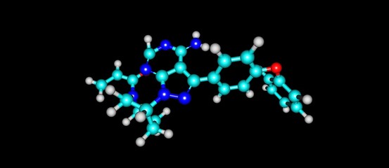 Ibrutinib molecular structure isolated on black