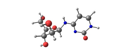 Cytarabine molecular structure isolated on white