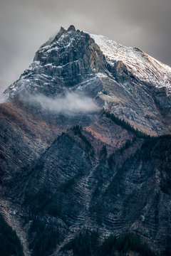 Fresh Snow On A Mountain Peak In The Canadian Rockies, British C