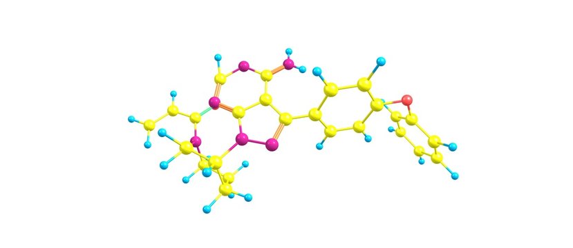 Ibrutinib Molecular Structure Isolated On White