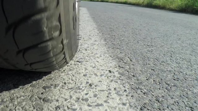 Car wheel spinning POV - Point of View, 