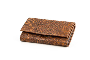 elegance leather clutch isolated on white background