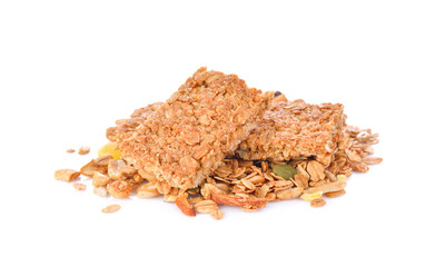 cereal bar on white background