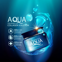 aqua skin collagen Serum and Background Concept Skin Care Cosmetic.