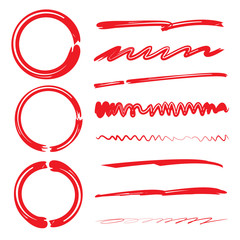 hand drawn highlighter circles, brush lines