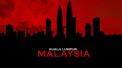 KUALA LUMPUR, MALAYSIA Mac 5, 2016: Silhouette of Kuala Lumpur twin towers