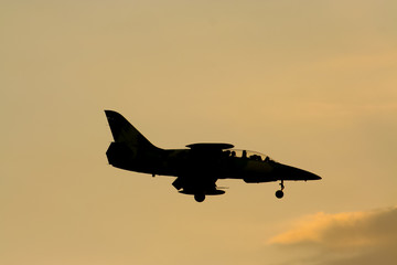 Aircraft Fligther Landing shot at sunset time