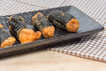 seaweed chicken roll on plate